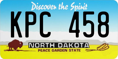 ND license plate KPC458