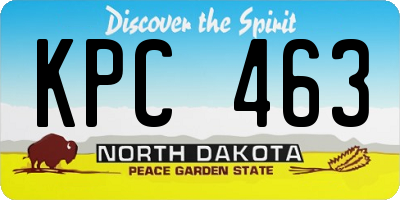 ND license plate KPC463