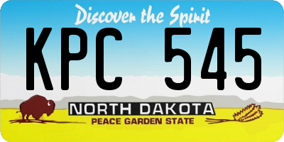 ND license plate KPC545