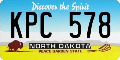 ND license plate KPC578