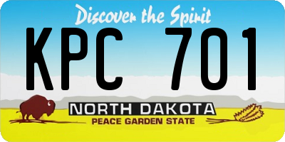 ND license plate KPC701