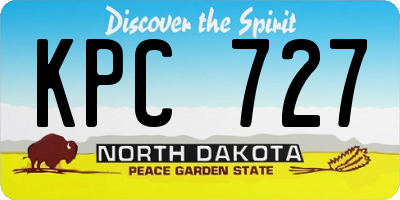 ND license plate KPC727