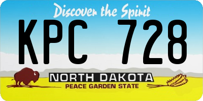ND license plate KPC728