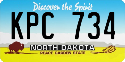 ND license plate KPC734