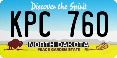 ND license plate KPC760
