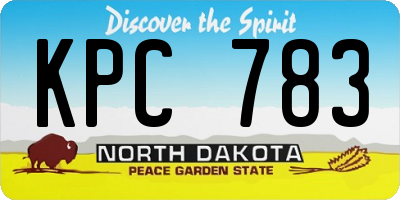 ND license plate KPC783