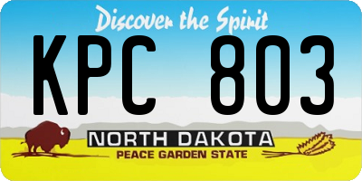 ND license plate KPC803