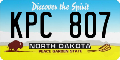 ND license plate KPC807