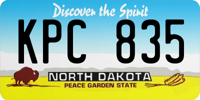 ND license plate KPC835