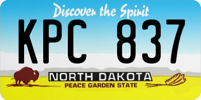 ND license plate KPC837