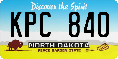 ND license plate KPC840