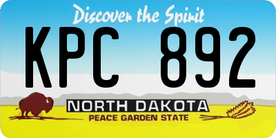 ND license plate KPC892