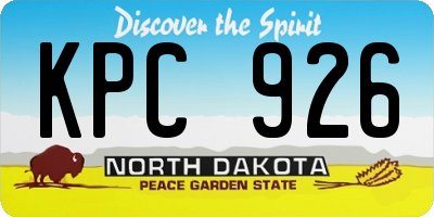 ND license plate KPC926