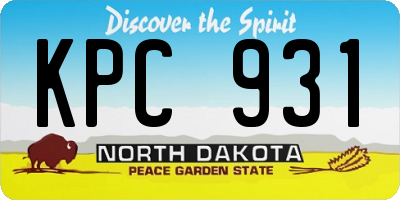 ND license plate KPC931