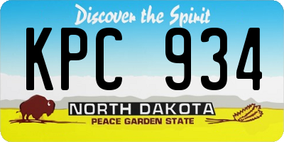 ND license plate KPC934