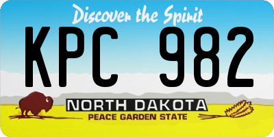 ND license plate KPC982