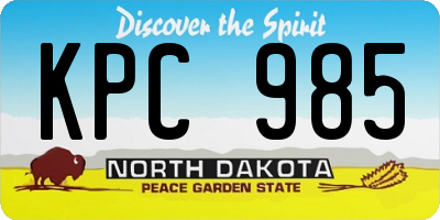 ND license plate KPC985