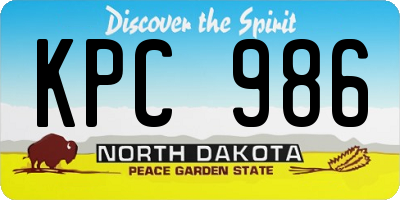 ND license plate KPC986