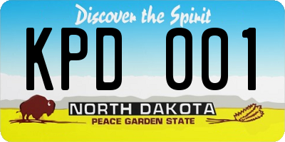 ND license plate KPD001
