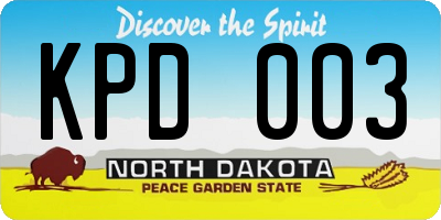 ND license plate KPD003