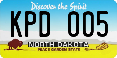ND license plate KPD005