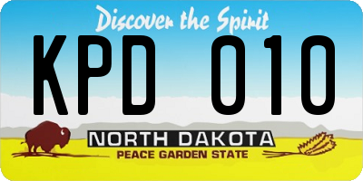 ND license plate KPD010