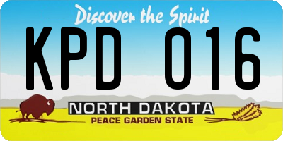 ND license plate KPD016