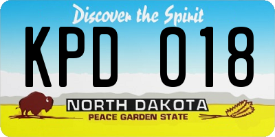 ND license plate KPD018