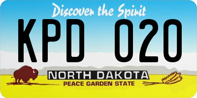 ND license plate KPD020