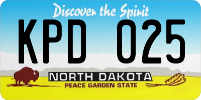 ND license plate KPD025