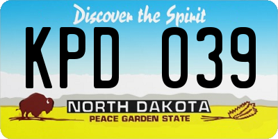 ND license plate KPD039