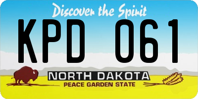 ND license plate KPD061