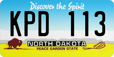 ND license plate KPD113