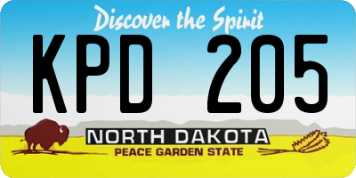 ND license plate KPD205