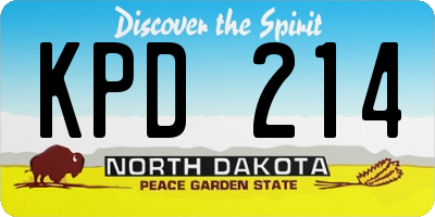 ND license plate KPD214