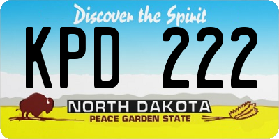 ND license plate KPD222