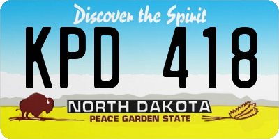 ND license plate KPD418