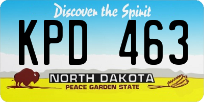 ND license plate KPD463
