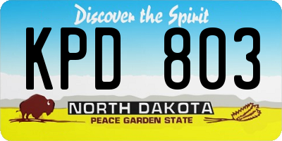 ND license plate KPD803