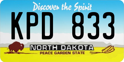 ND license plate KPD833