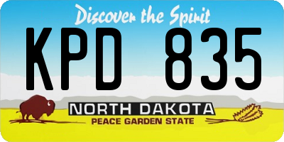ND license plate KPD835