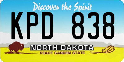 ND license plate KPD838