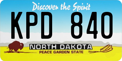 ND license plate KPD840