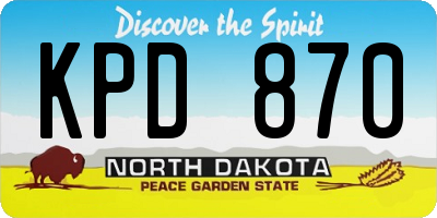 ND license plate KPD870