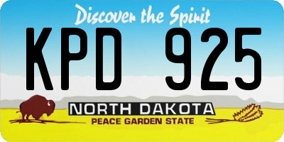 ND license plate KPD925