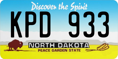 ND license plate KPD933