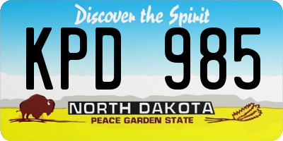 ND license plate KPD985