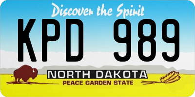 ND license plate KPD989