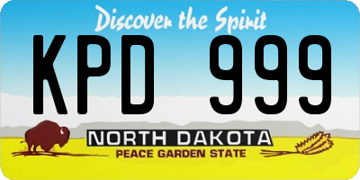 ND license plate KPD999