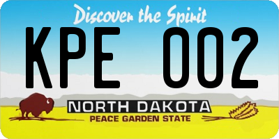 ND license plate KPE002